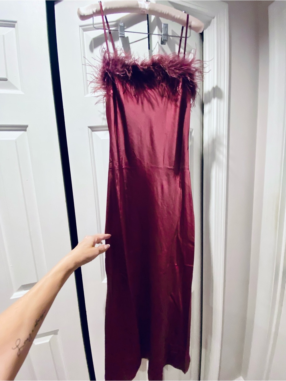 Brand new Boutique Lalavon satin maxi or tea length dress